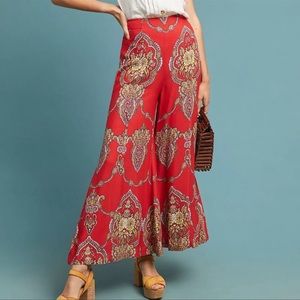 W.r.t.: by Anthropologie Manson Flared Printed Red Pants